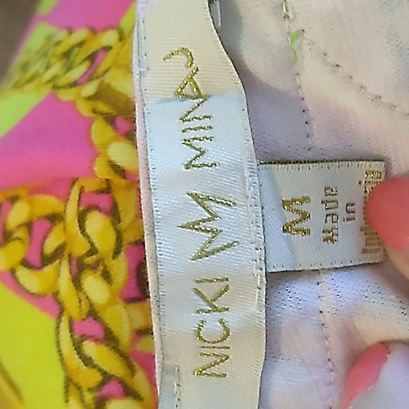 Nicki Minaj Hot Pink/ Gold Chain Bodycon Dress. Size Medium (Juniors) - Picture 9 of 10